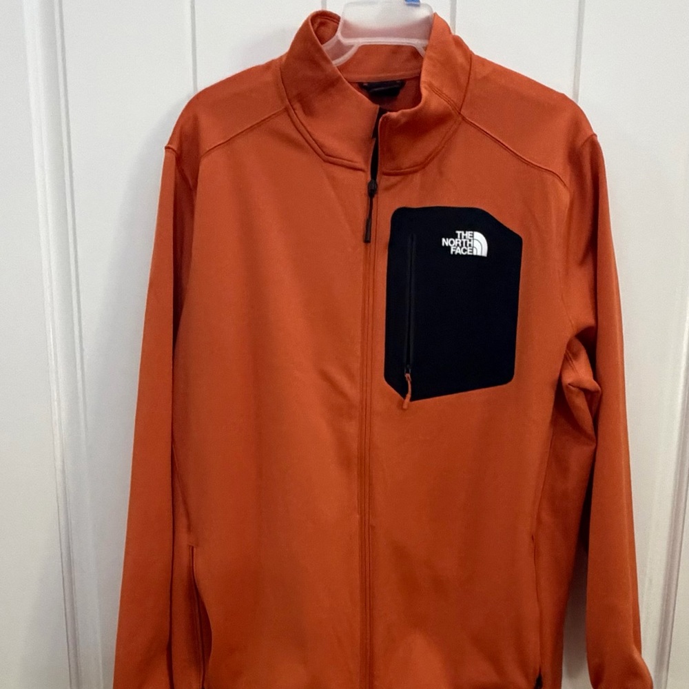 ❤️The North Face Orange Fleece Jacket with Black Chest Pocket New Size XXL - Picture 9 of 14